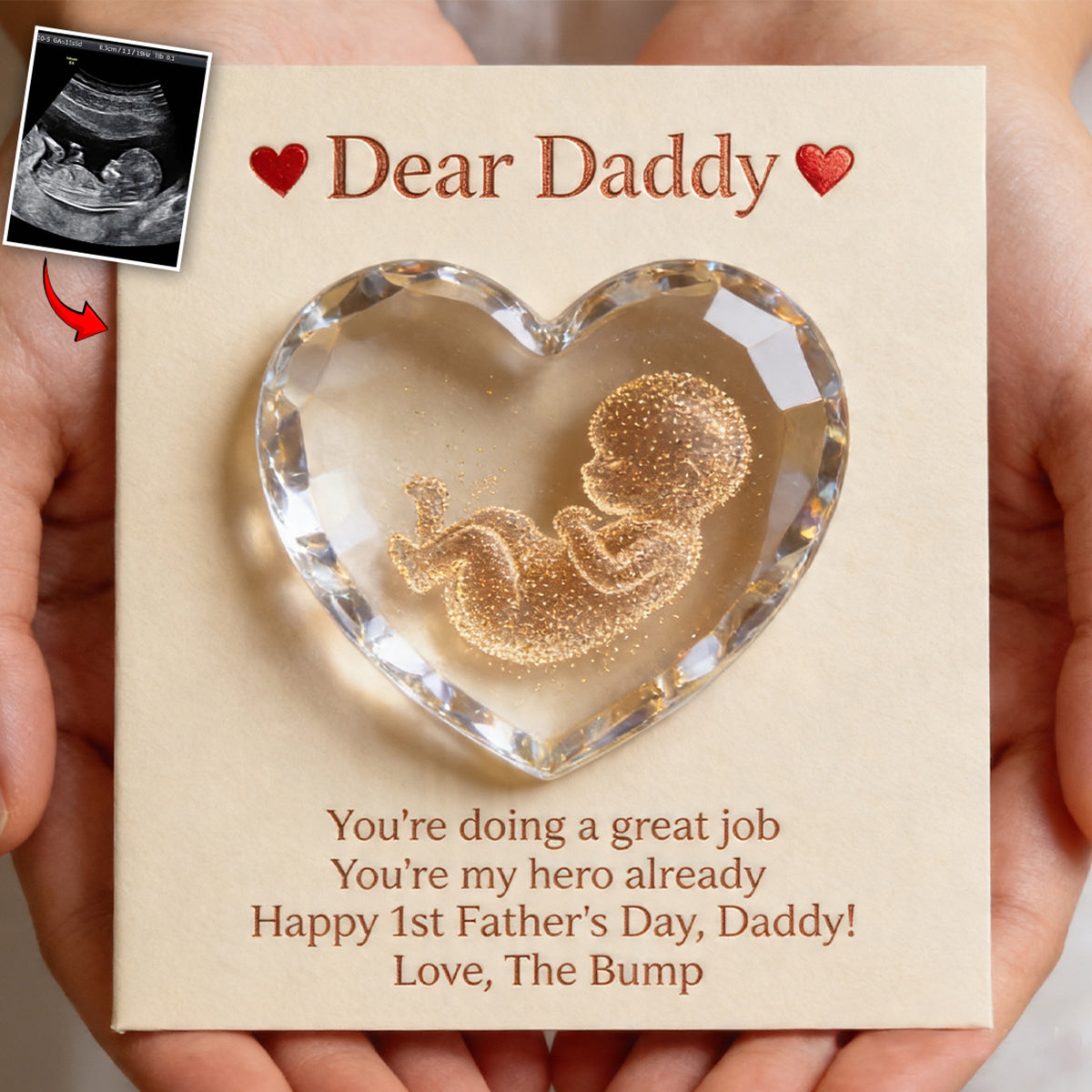 Happy 1st Father's Day - Personalized Pregnancy Pocket Hug Card
