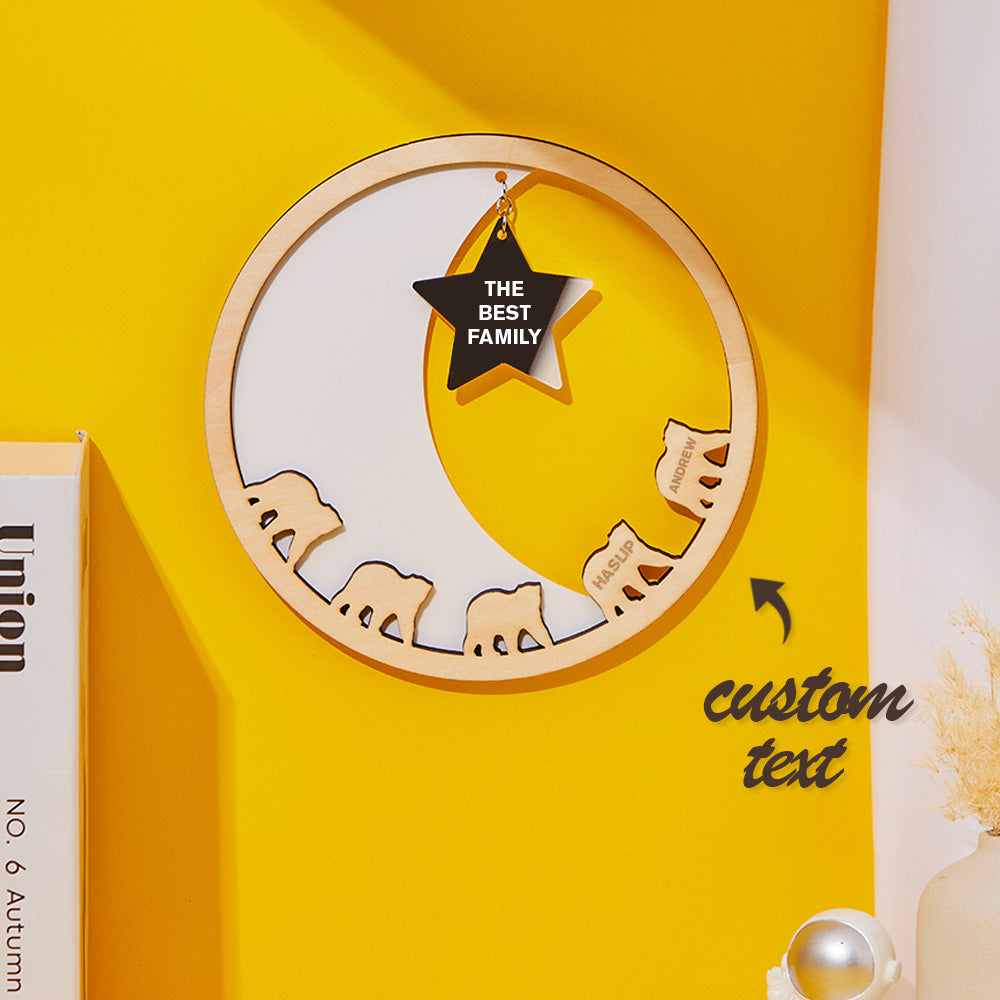 Any Family Name - Personalized Engraved Family Moon And Star Wall Plaque