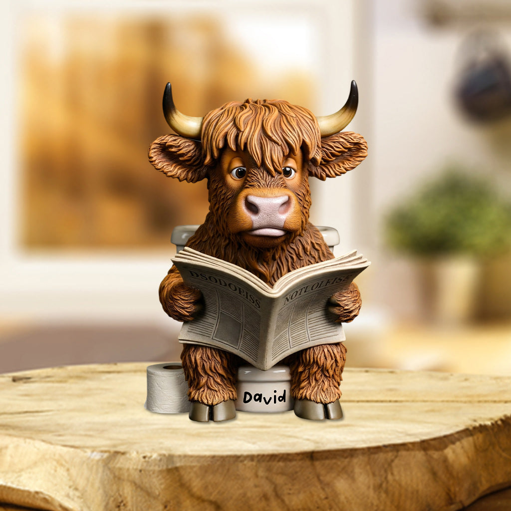 Funny Bathroom Decor - Highland Cow Toilet Bucket - Personalized Highland Cow Custom Shaped Acrylic Plaque