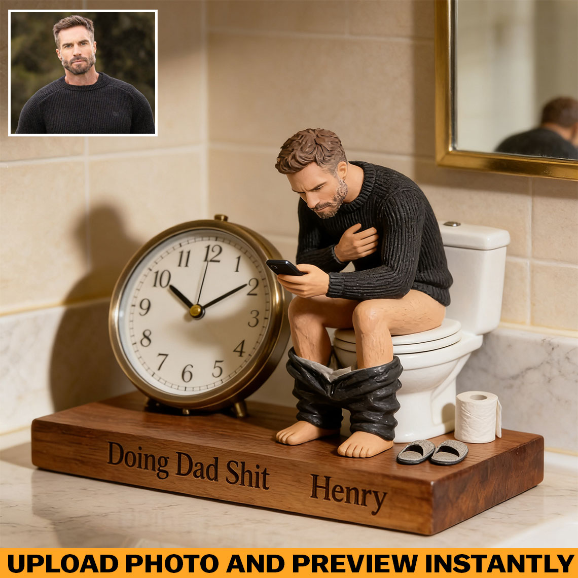 Custom Any Photo - Personalized Father Desk Clock Plaque