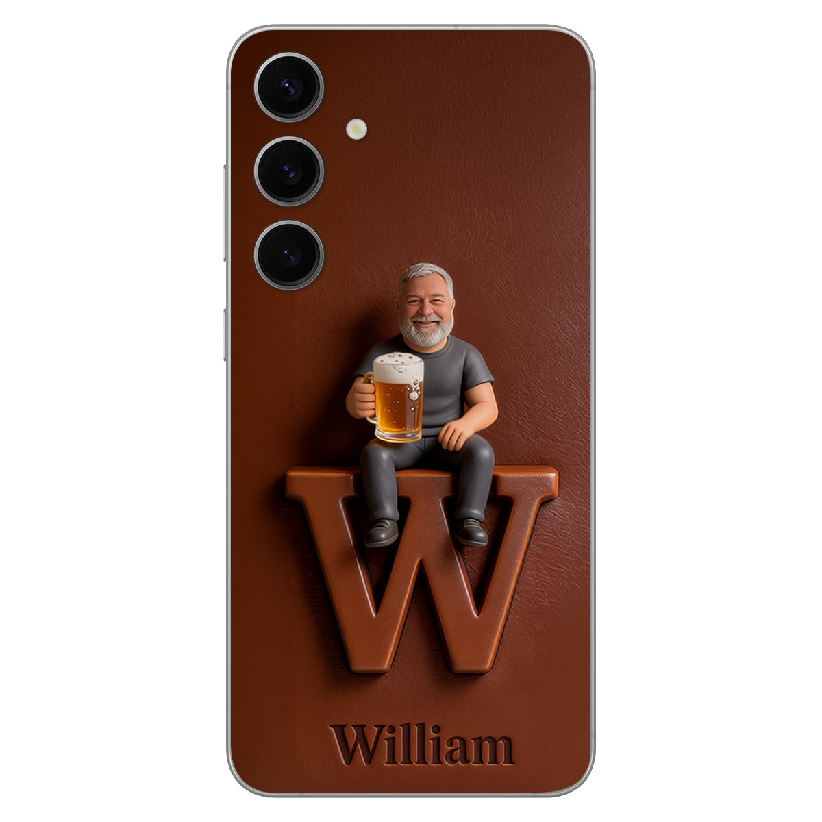 Custom Any Photo - Personalized Beer 3D Embossed Leather Phone Case