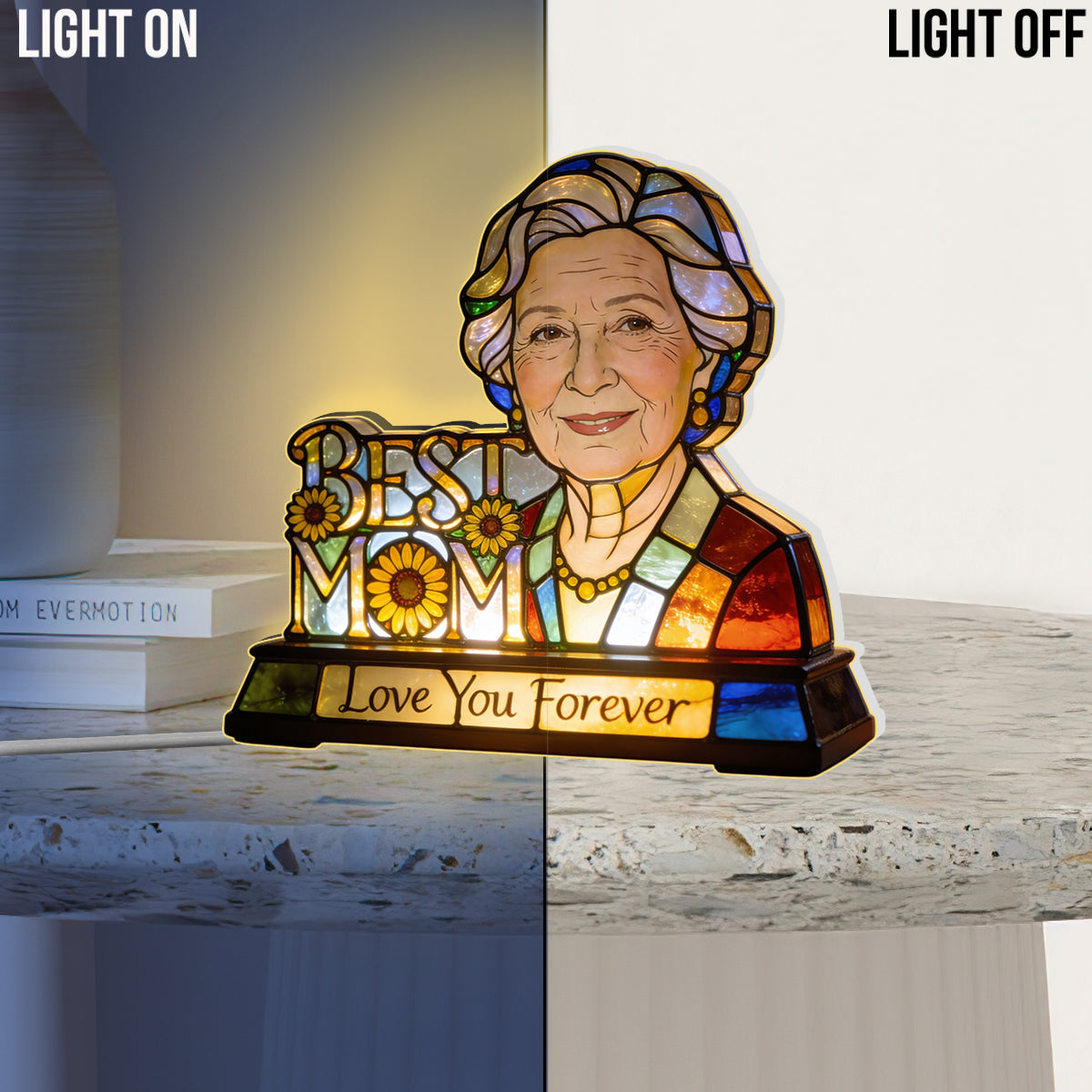 Custom From Photo Mom Grandma Flower - Personalized Mother Acrylic LED Night Light