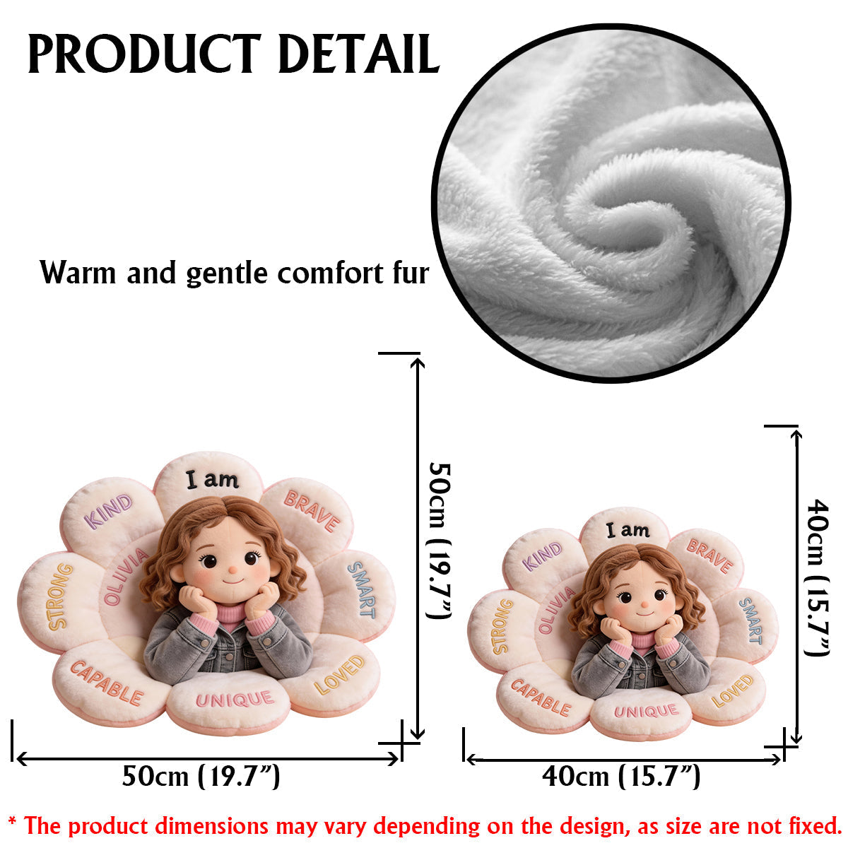 Affirmations Pillow - Personalized Kid Faux Fur Shaped Pillow