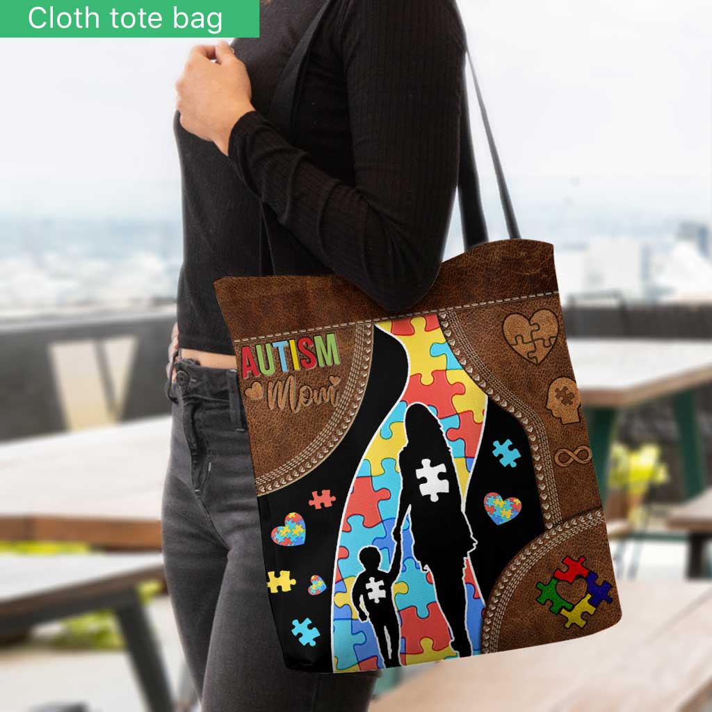 Autism Mom Never Walk Alone - Autism Awareness Tote Bag 0921