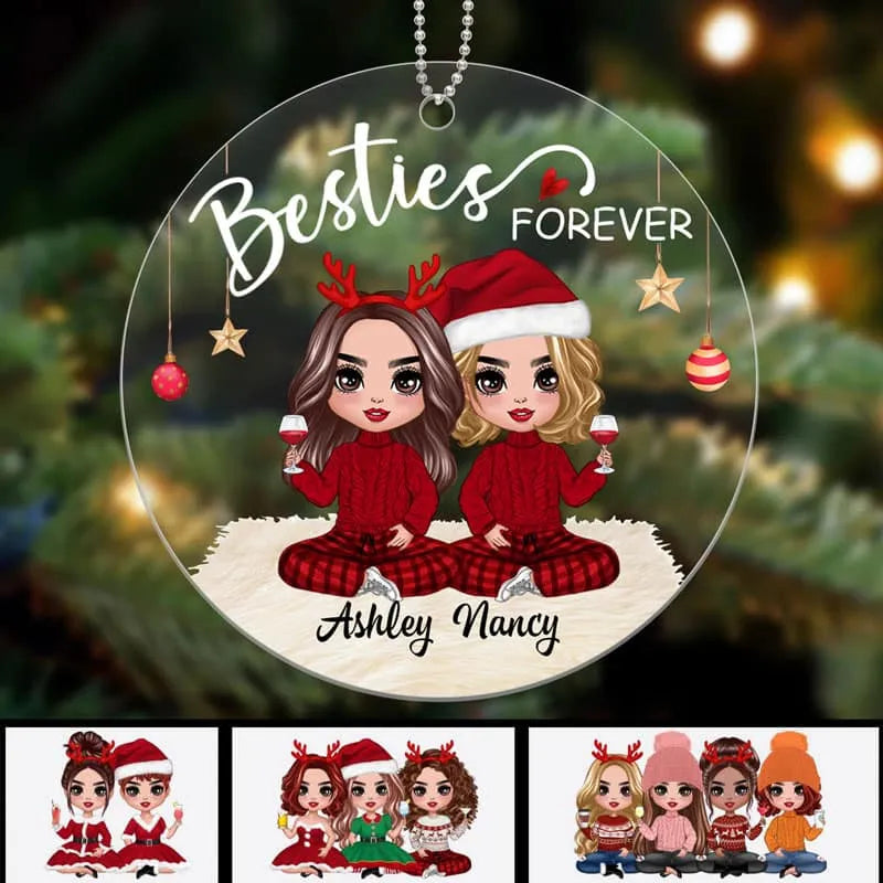 Best Friends Acrylic Ornament | Cozy Holiday Design, Perfect Gift for Friendship & Christmas
