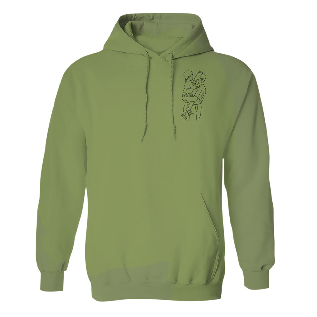 Custom Line Art - Personalized Grandpa Embroidered Hoodie