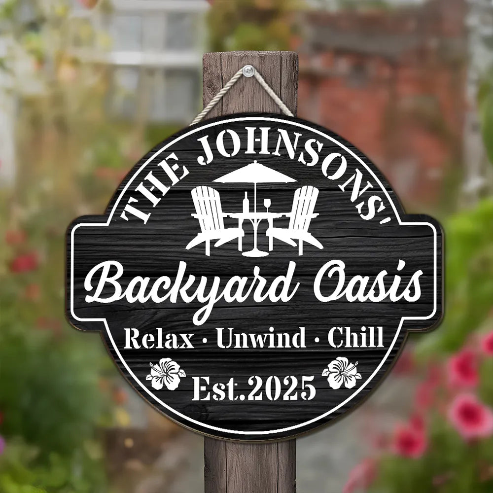 Relax Unwind Chill Backyard Bar Sign – Personalized Outdoor Family Gift for Patio Lovers