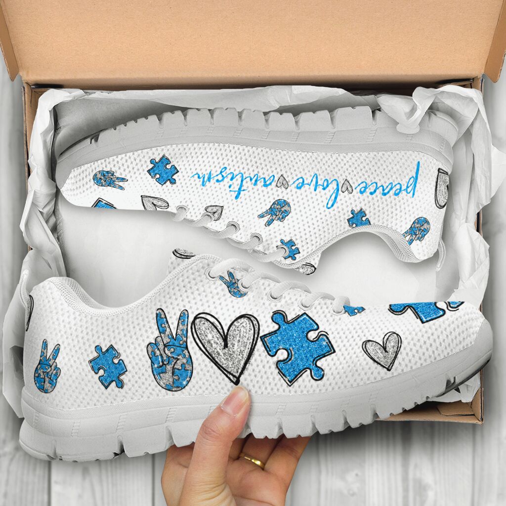 Peace Love Autism Autism Awareness Sneakers 0622