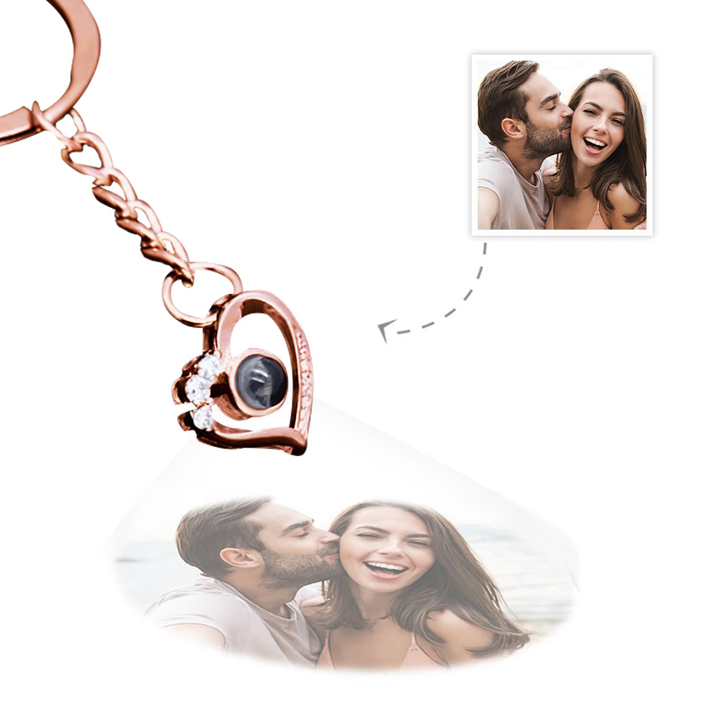 Custom Photo Heart Projection Heart Shaped Projection Keychain - gift for anyone, dog lover, cat lover, who lost a loved one - Personalized Keychain
