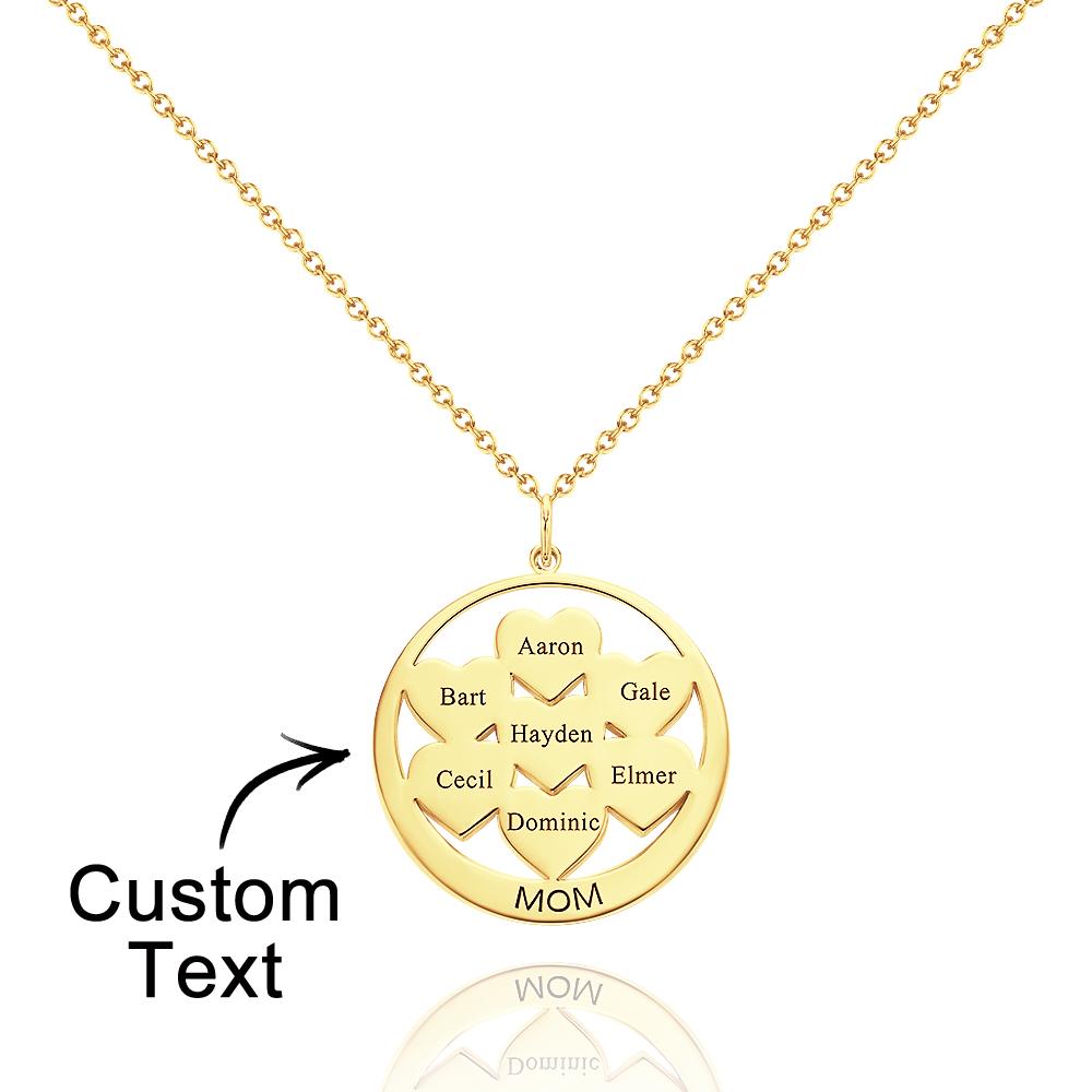 Custom Engraved Circle Hearts Necklace Charm - Personalized Necklace