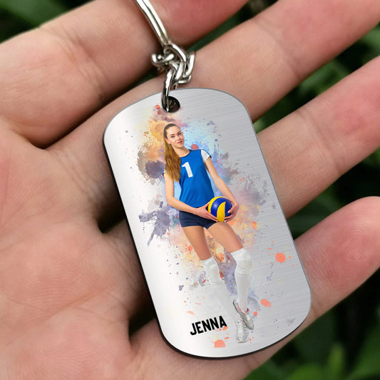 Just A Girl With Goals - Personalized Volleyball Stainless Steel Keychain