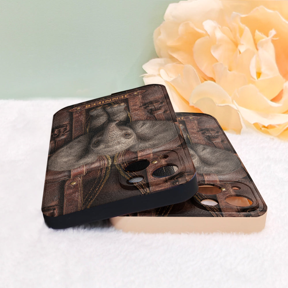 Just A Girl Who Loves Elephant - Personalized Elephant Leather Phone Case
