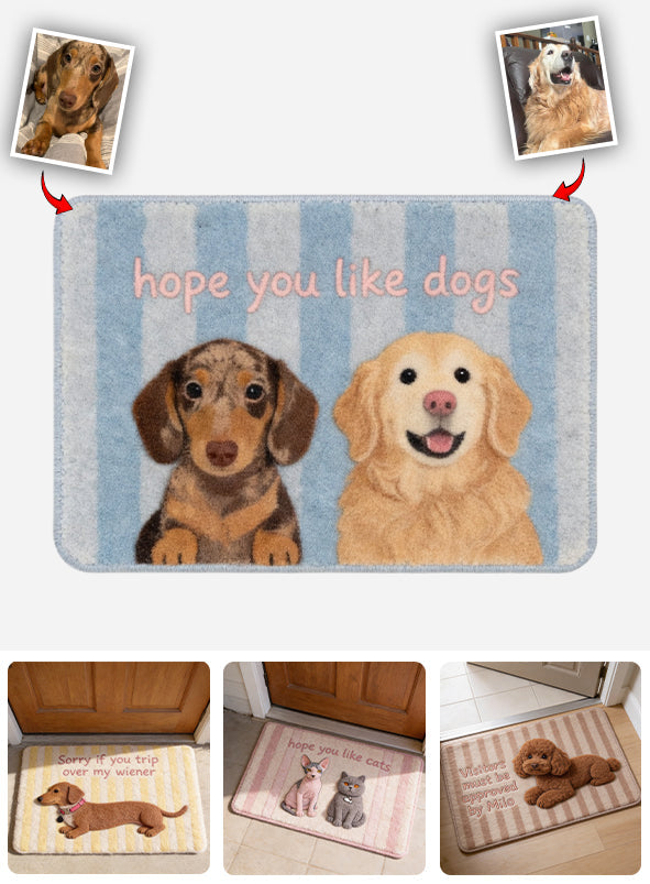 Hope You Like Dogs Cat Funny Greetings - Personalized Dog Non-Slip Tufted Rug