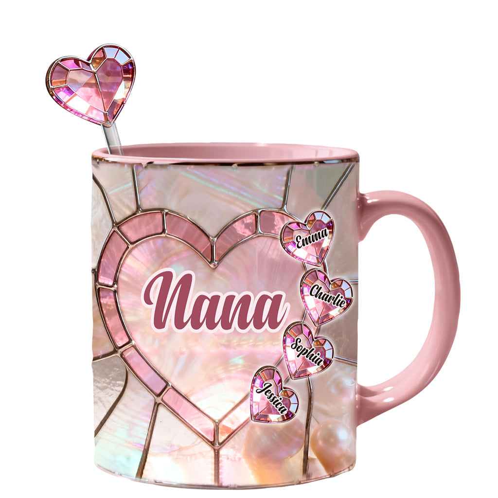 Blessed To Be Called Nana Mama Gigi Grandma - Personalized Grandma Set Accent Mug with Acrylic Stirrers