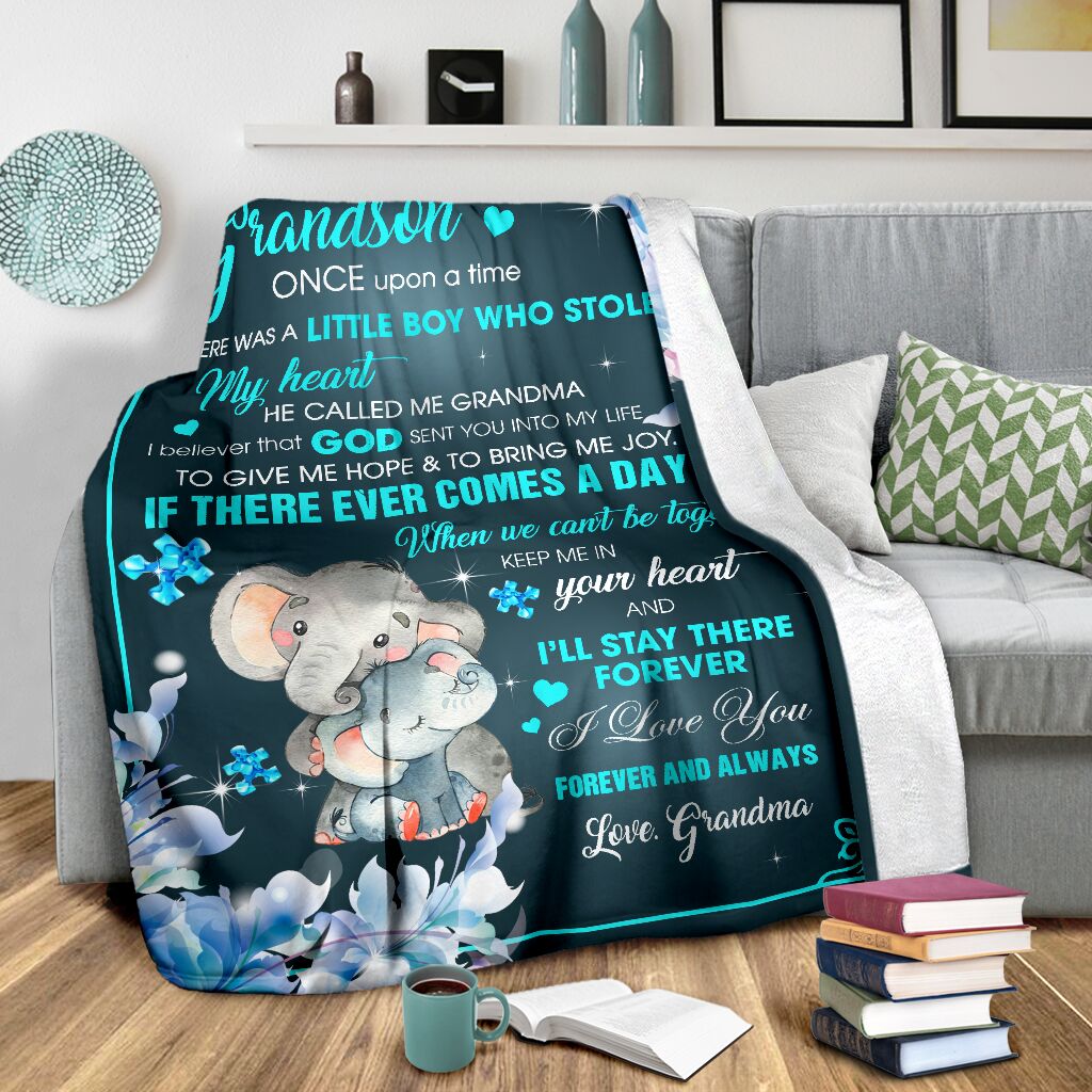 To My Grandson Autism Awareness Blanket 0622