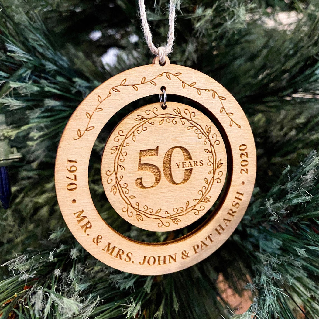 Happy Anniversary - gift for girlfriend, boyfriend - Personalized 2 Piece Wooden Ornament