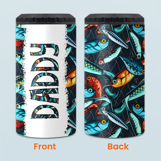 Reel Cool Dad - Fishing gift for dad, grandpa, him, husband - Personalized Can Cooler