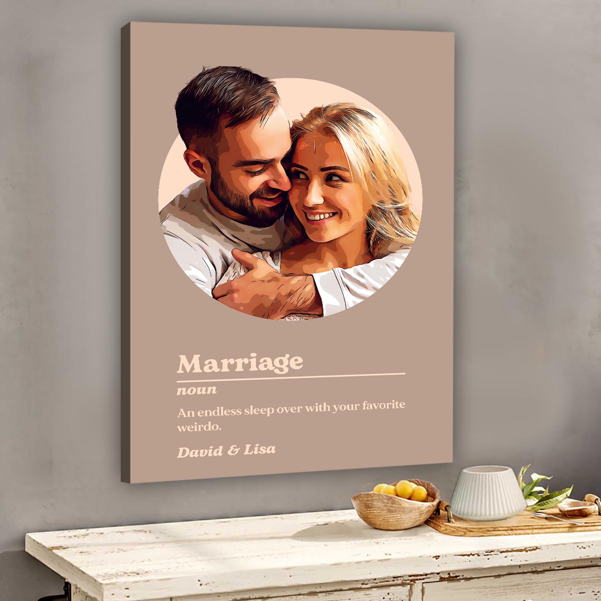 Marriage Portrait Definition - Personalized Husband And Wife Canvas And Poster