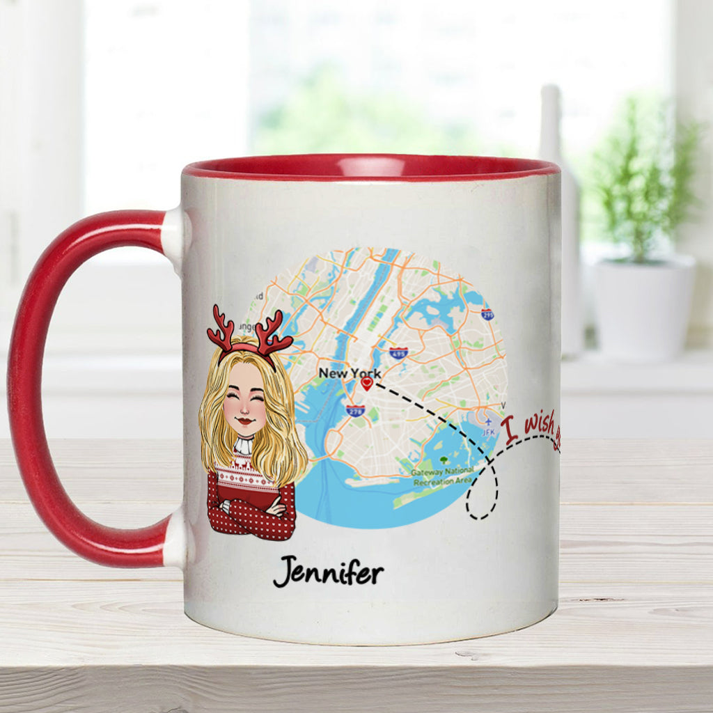 I Wish You Lived Next Door - Personalized Bestie Accent Mug