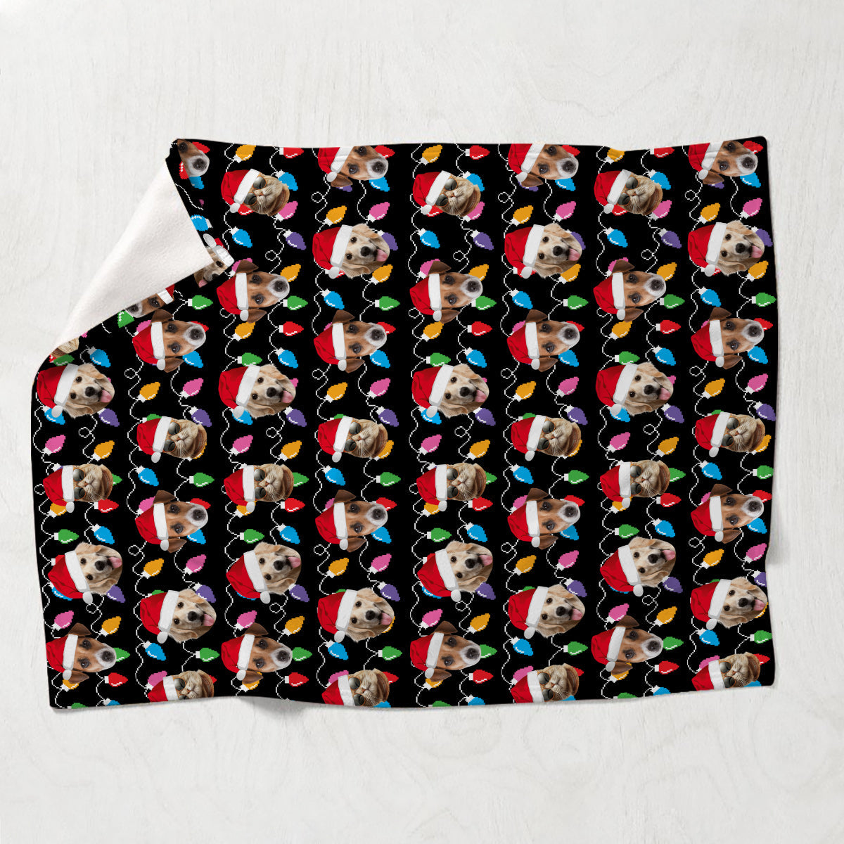 Any Photo Upload Colorful Christmas Light - Personalized Dog Blanket