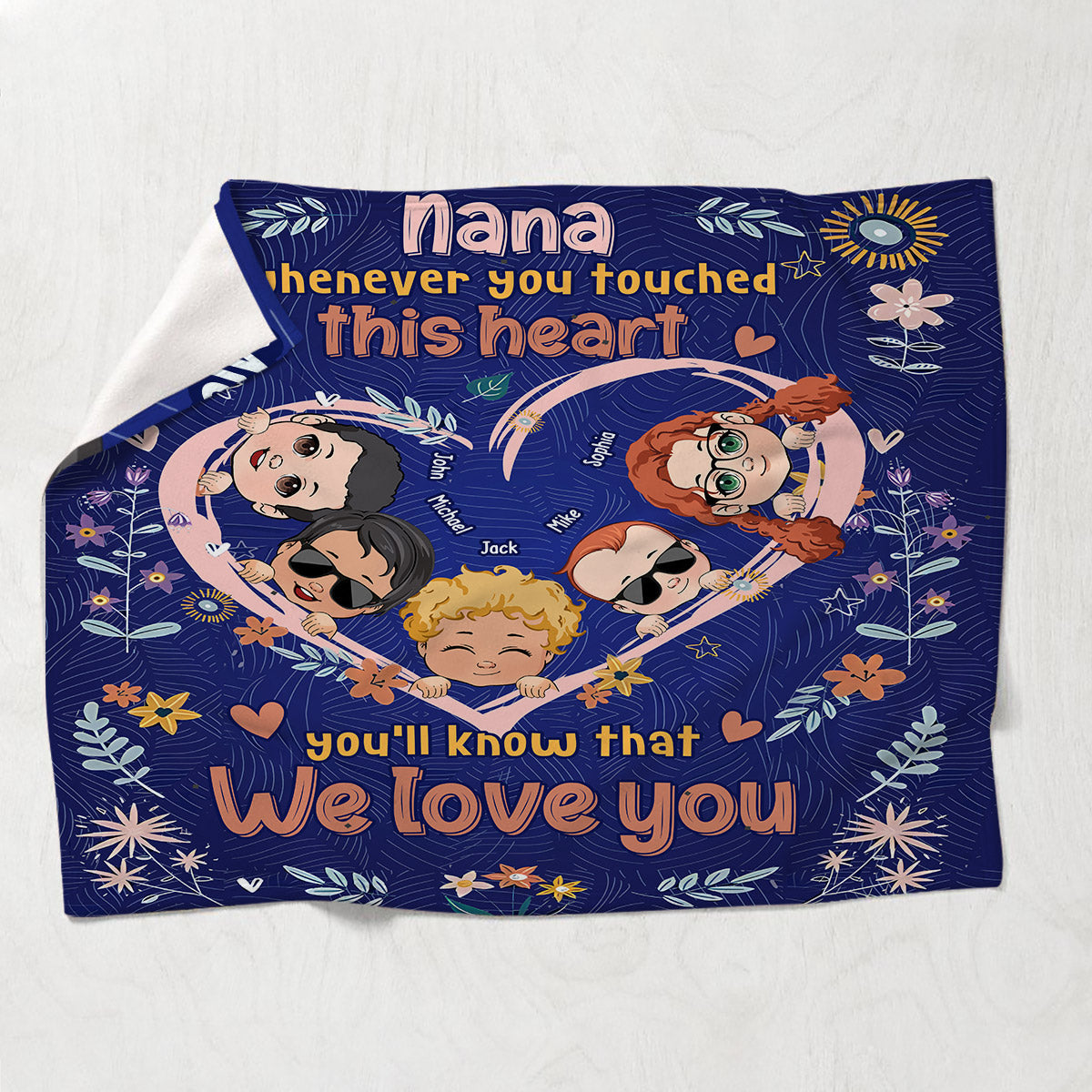 Whenever You Touched This Heart You'll Know That We Love You - Personalized Grandma Blanket