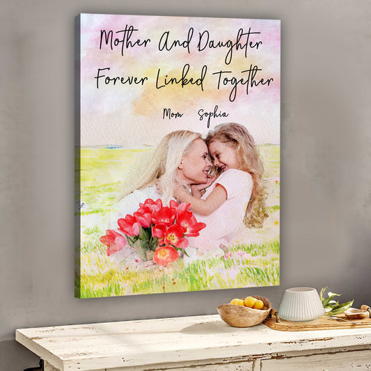 Mother And Daughter - Personalized Mother Canvas And Poster