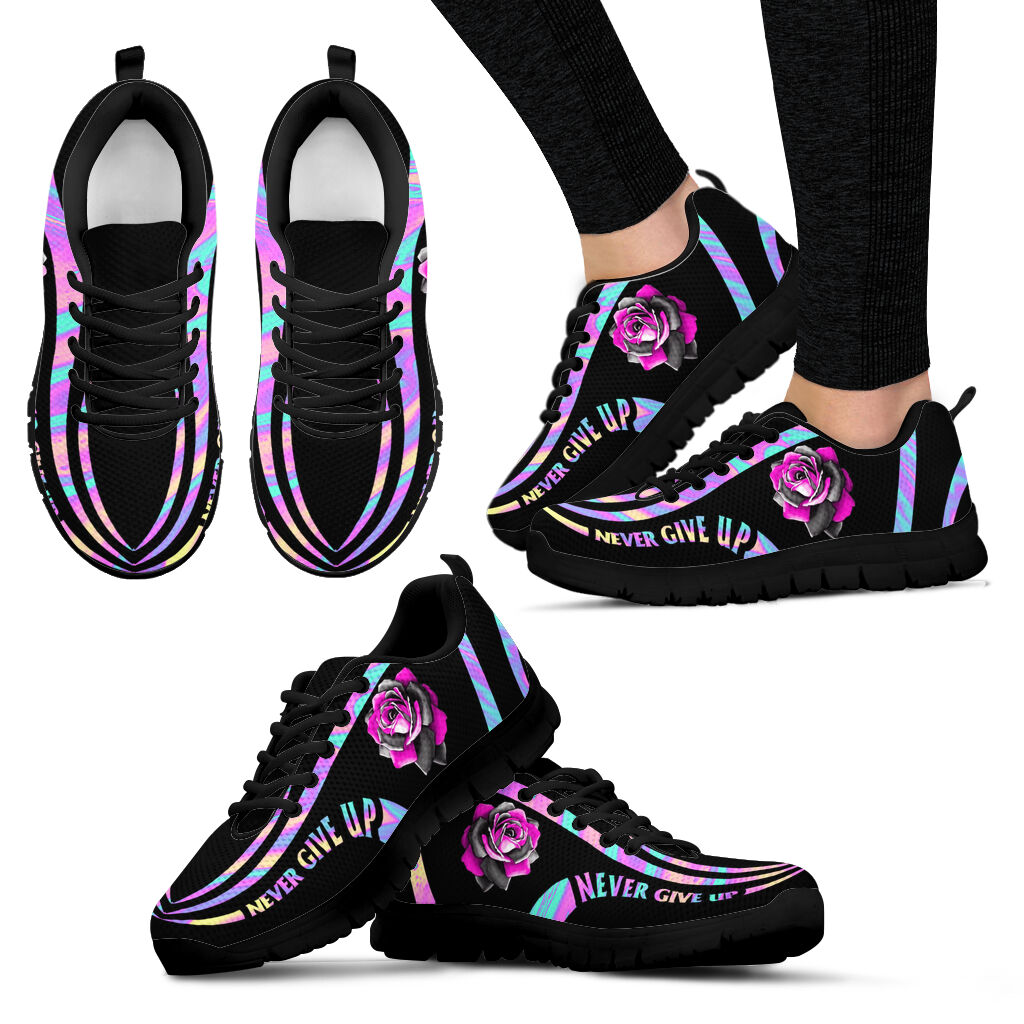 Never Give Up Breast Cancer Awareness Sneakers 0622