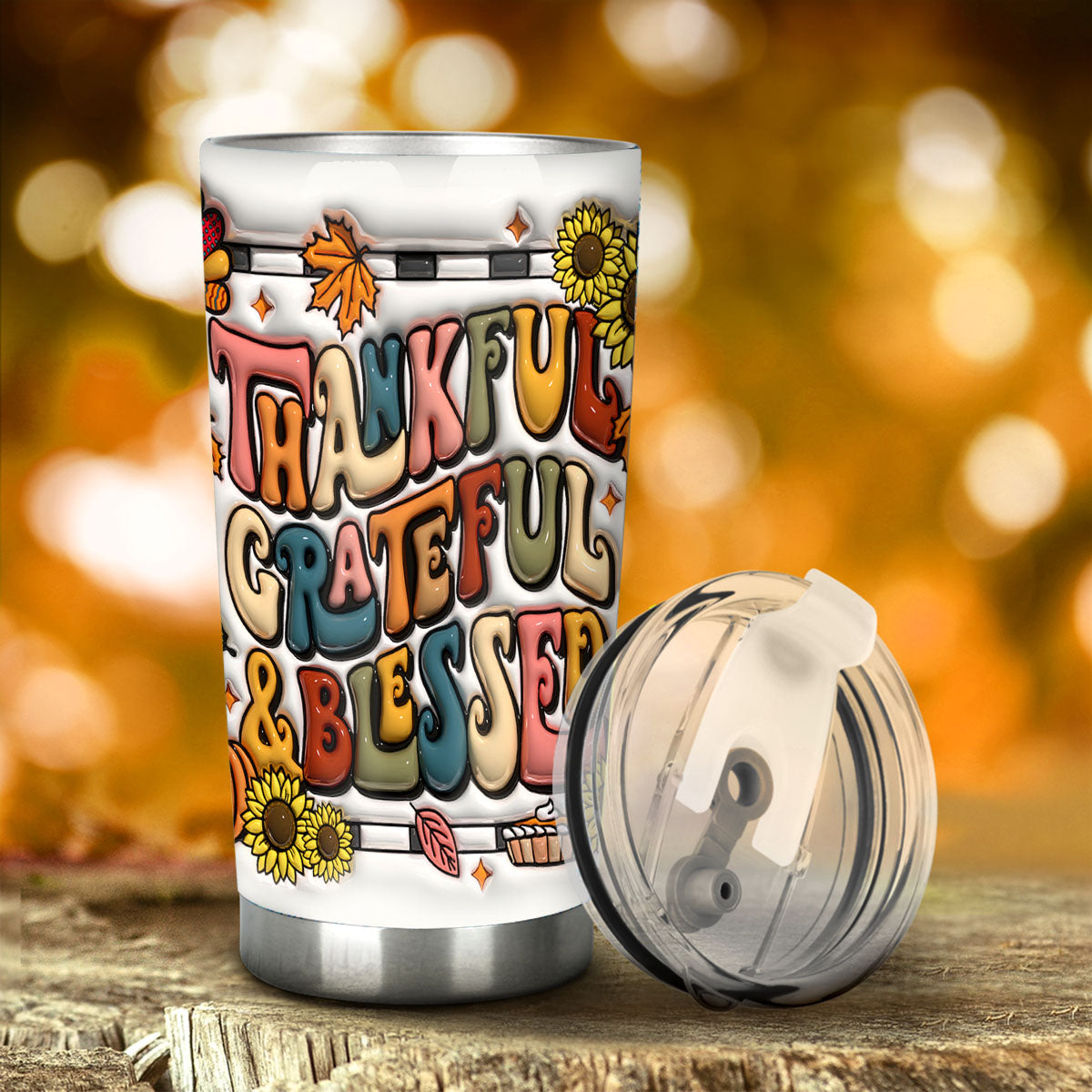 Thankful Grateful Blessed - Thanksgiving Tumbler