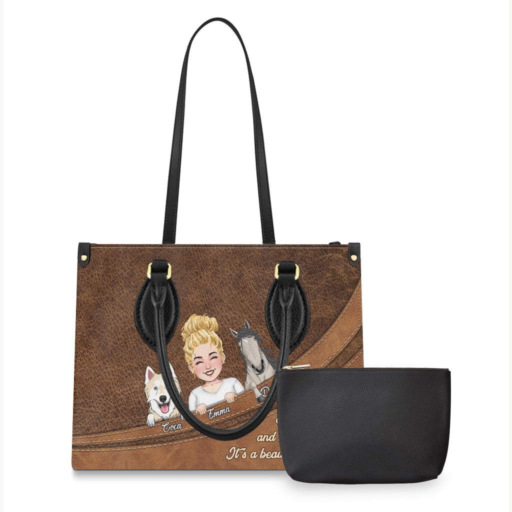 What A Beautiful Thing - Horse gift for dog lover, cat lover - Personalized Leather Handbag
