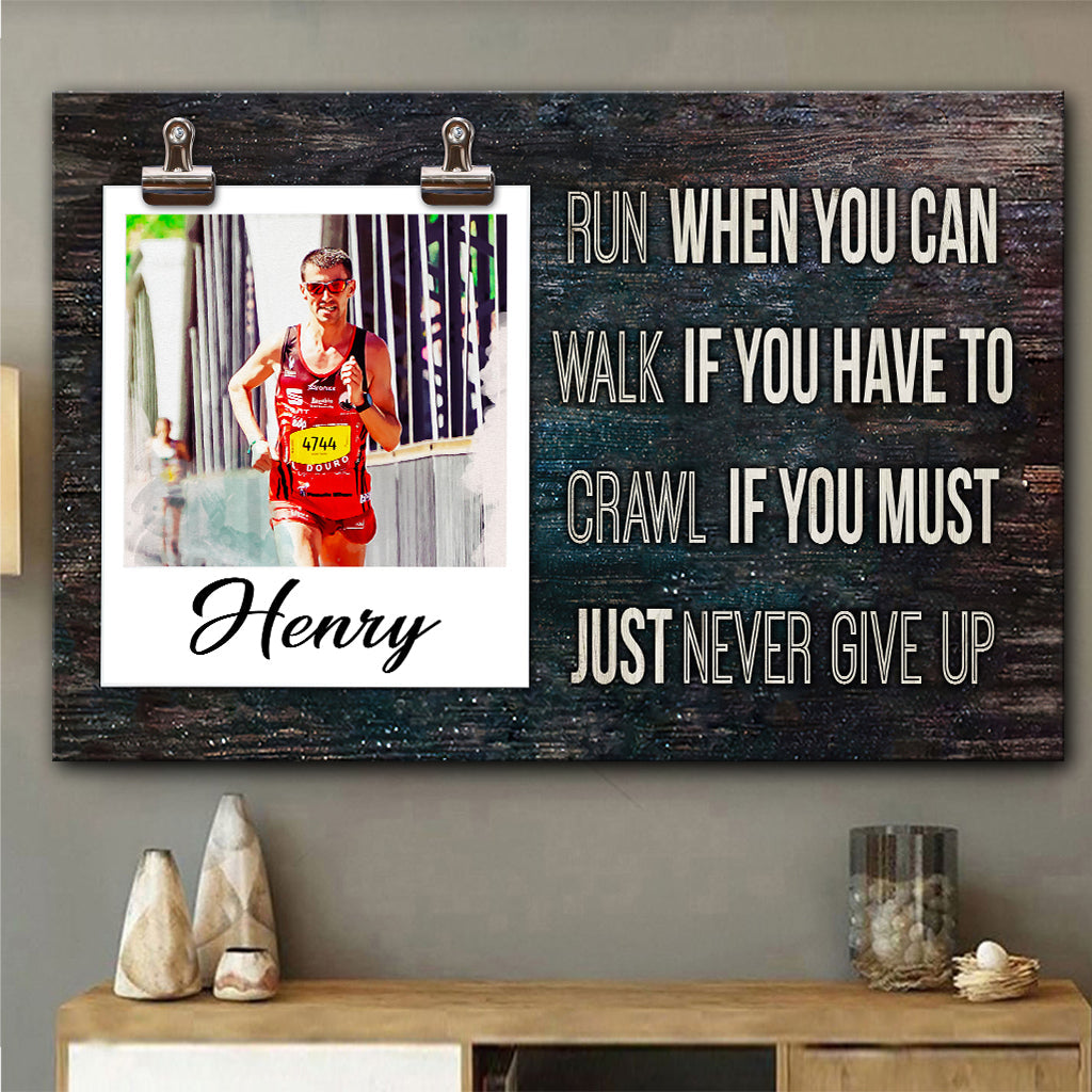 Never Give Up - Personalized Running Canvas And Poster
