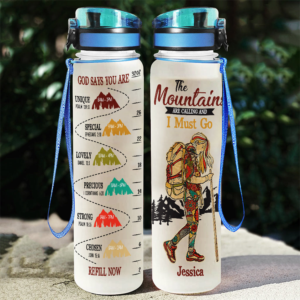 The Mountains - Personalized Hiking Water Tracker Bottle