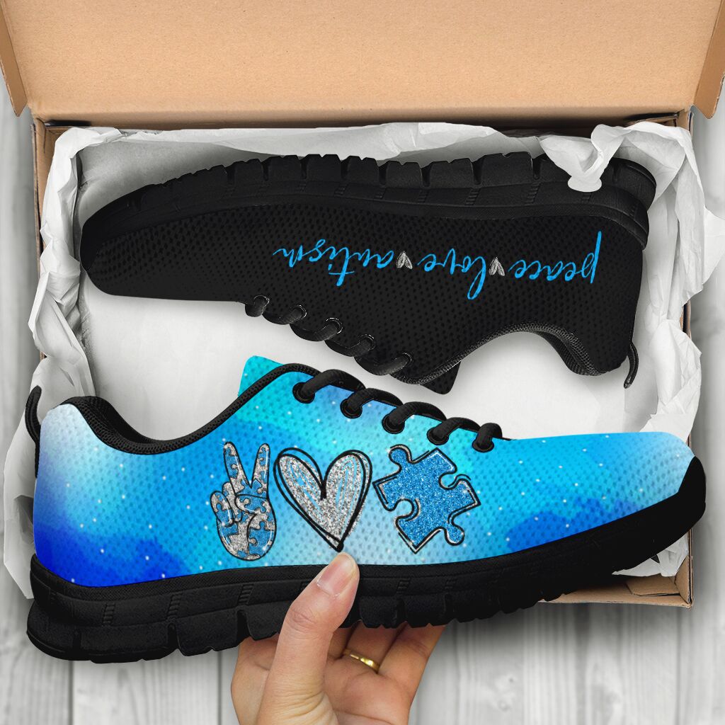 Peace Love Autism Autism Awareness Sneakers 0622