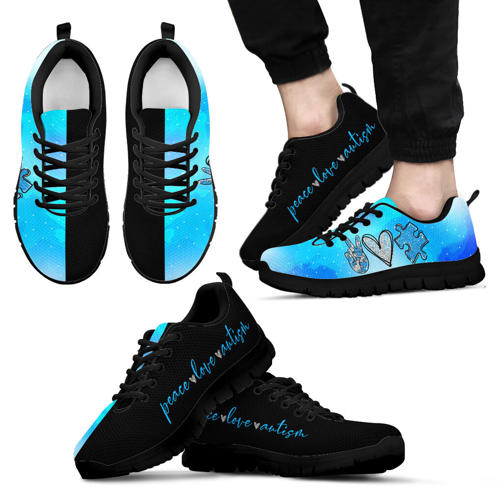 Peace Love Autism Autism Awareness Sneakers 0622