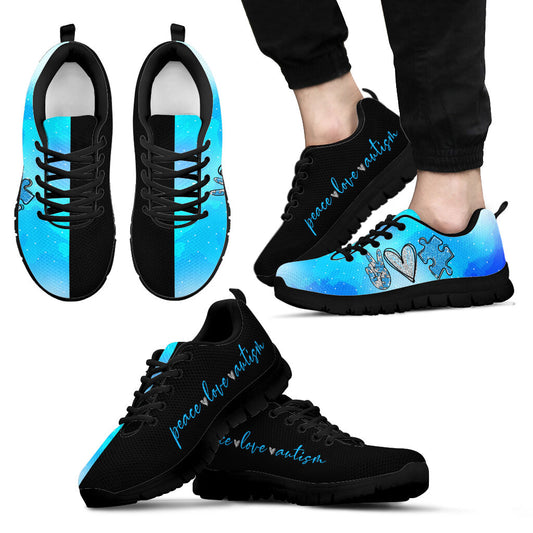 Peace Love Autism Autism Awareness Sneakers 0622