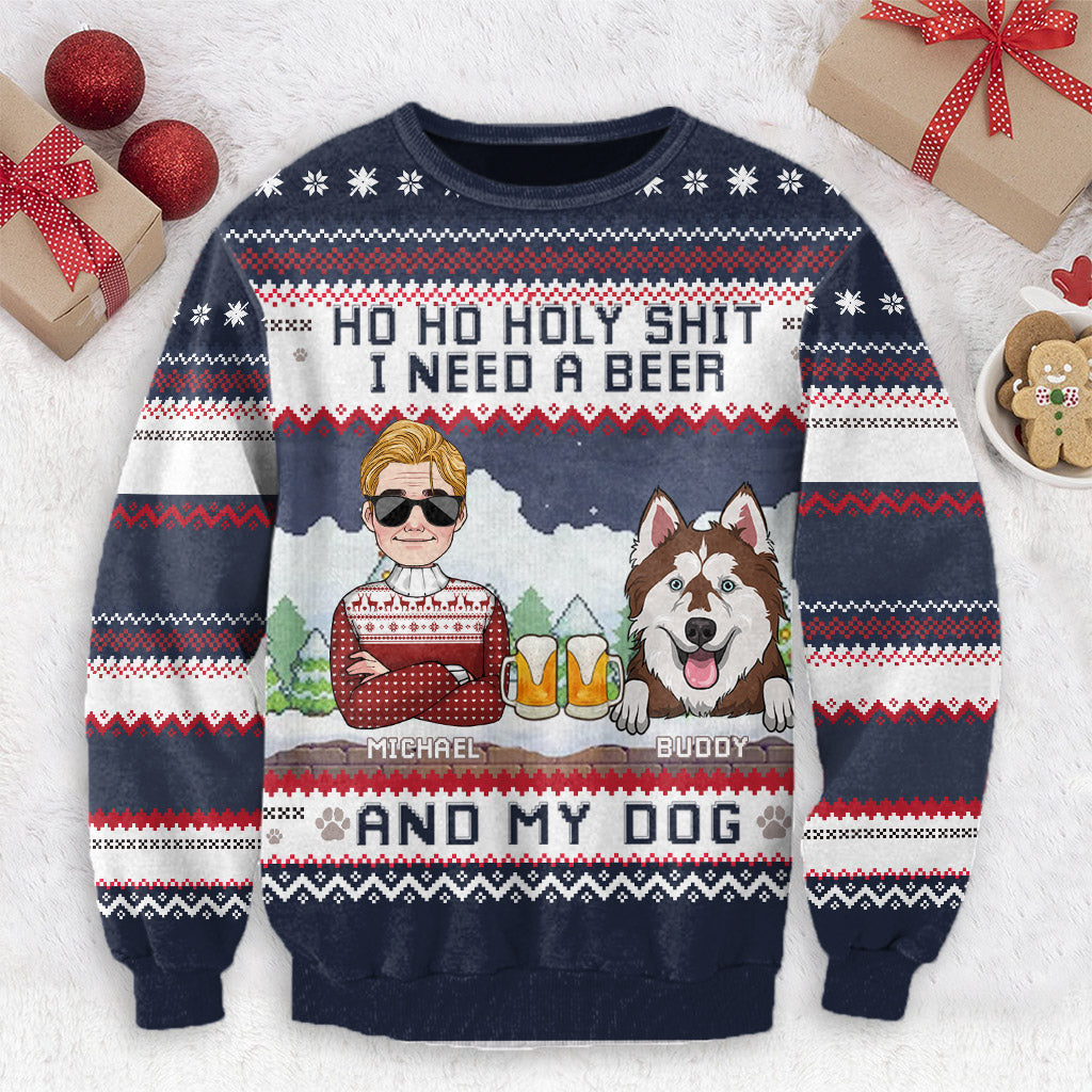 I Need Beer And My Dog - Personalized Dog Ugly Sweater