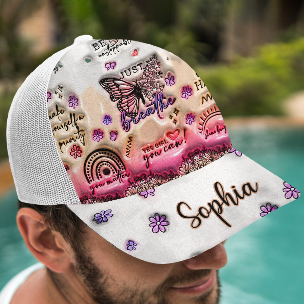 Positive Affirmations Butterfly - Personalized Butterfly Trucker Hat