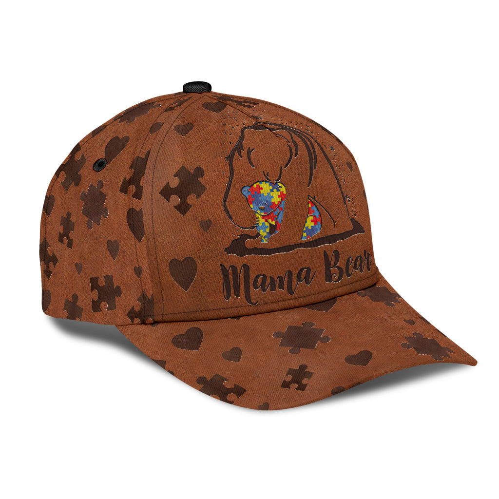Mamabear Leather Pattern Print Autism Awareness Classic Cap 0622