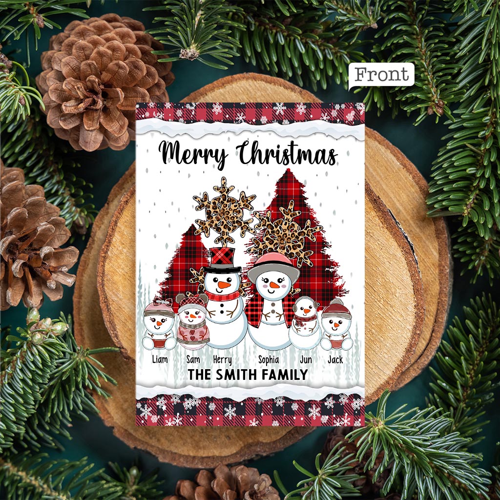 Merry Christmas Snowman - Personalized Family Greeting Card