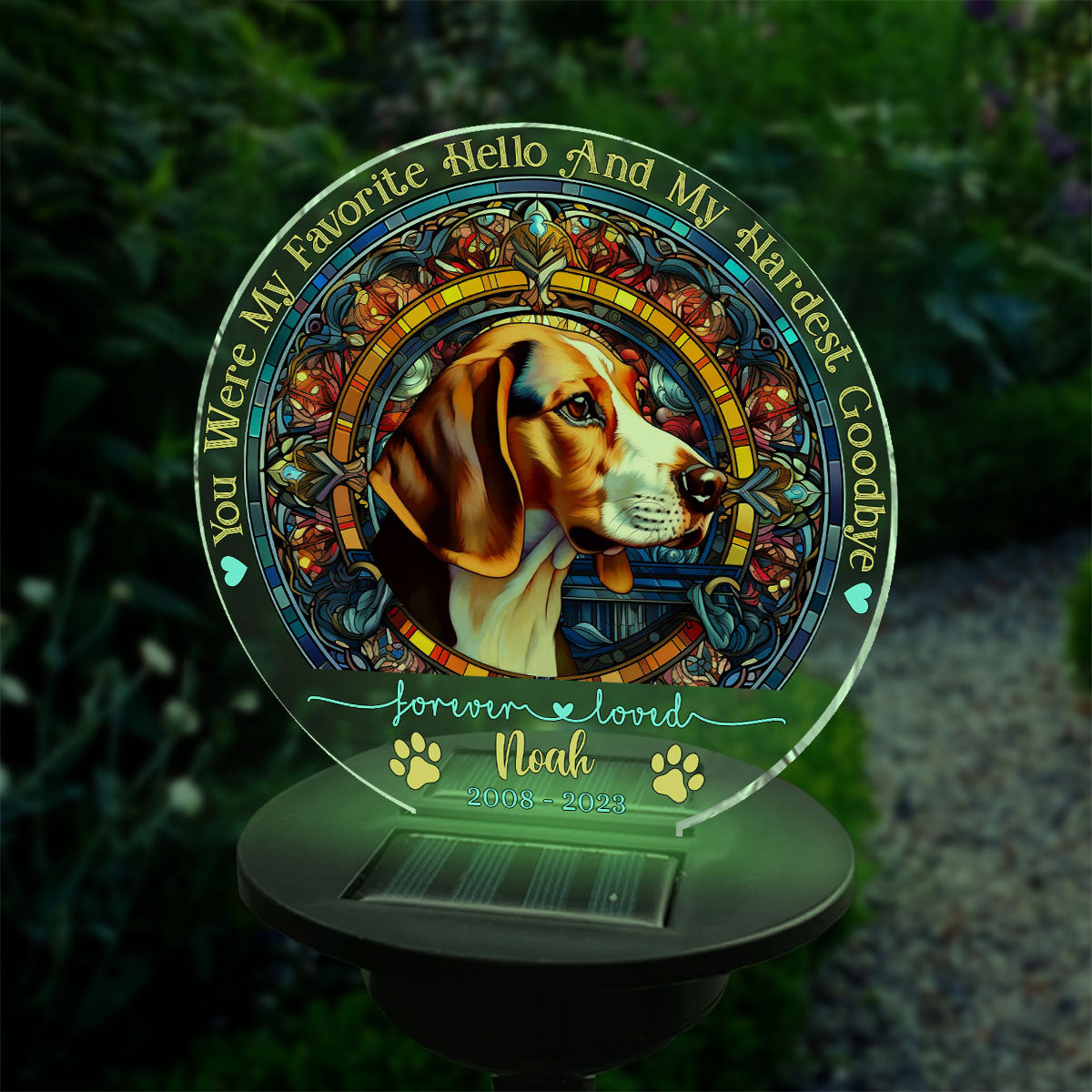 You Were My Favorite Hello - Personalized Dog Garden Solar Light