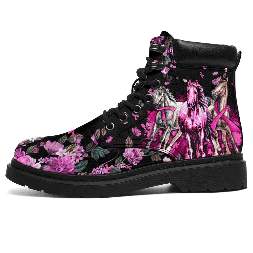 Never Give Up Breast Cancer Awareness All Season Boots 0622