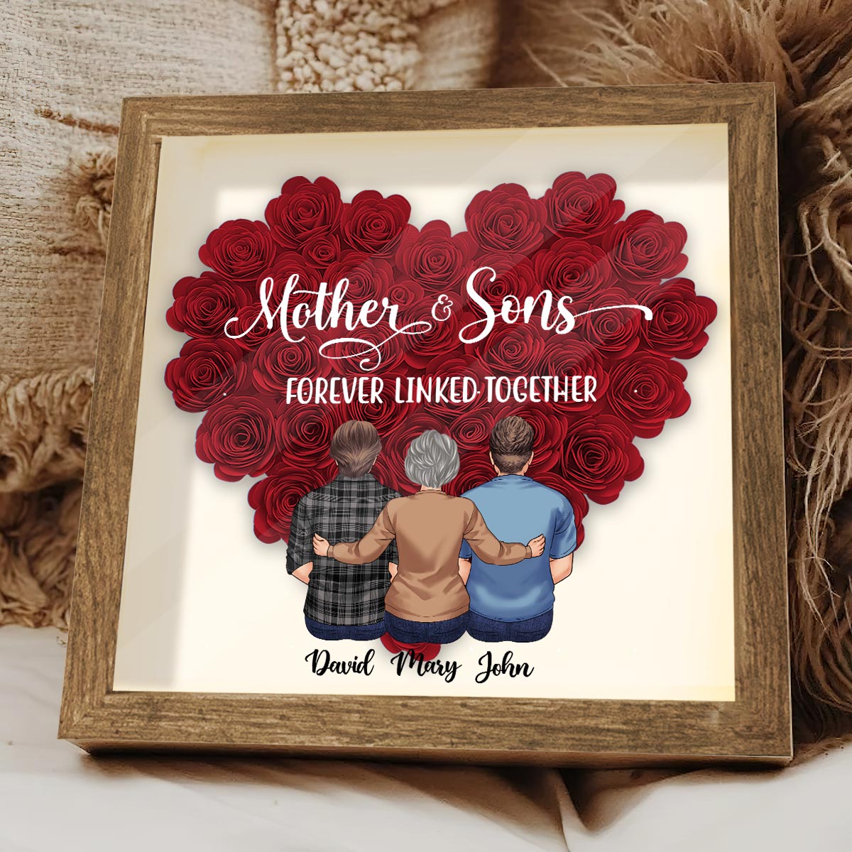 Mother And Daughters - Gift for mom, daughter, son - Personalized Flower Shadow Box