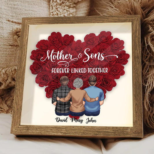 Mother And Daughters - Gift for mom, daughter, son - Personalized Flower Shadow Box