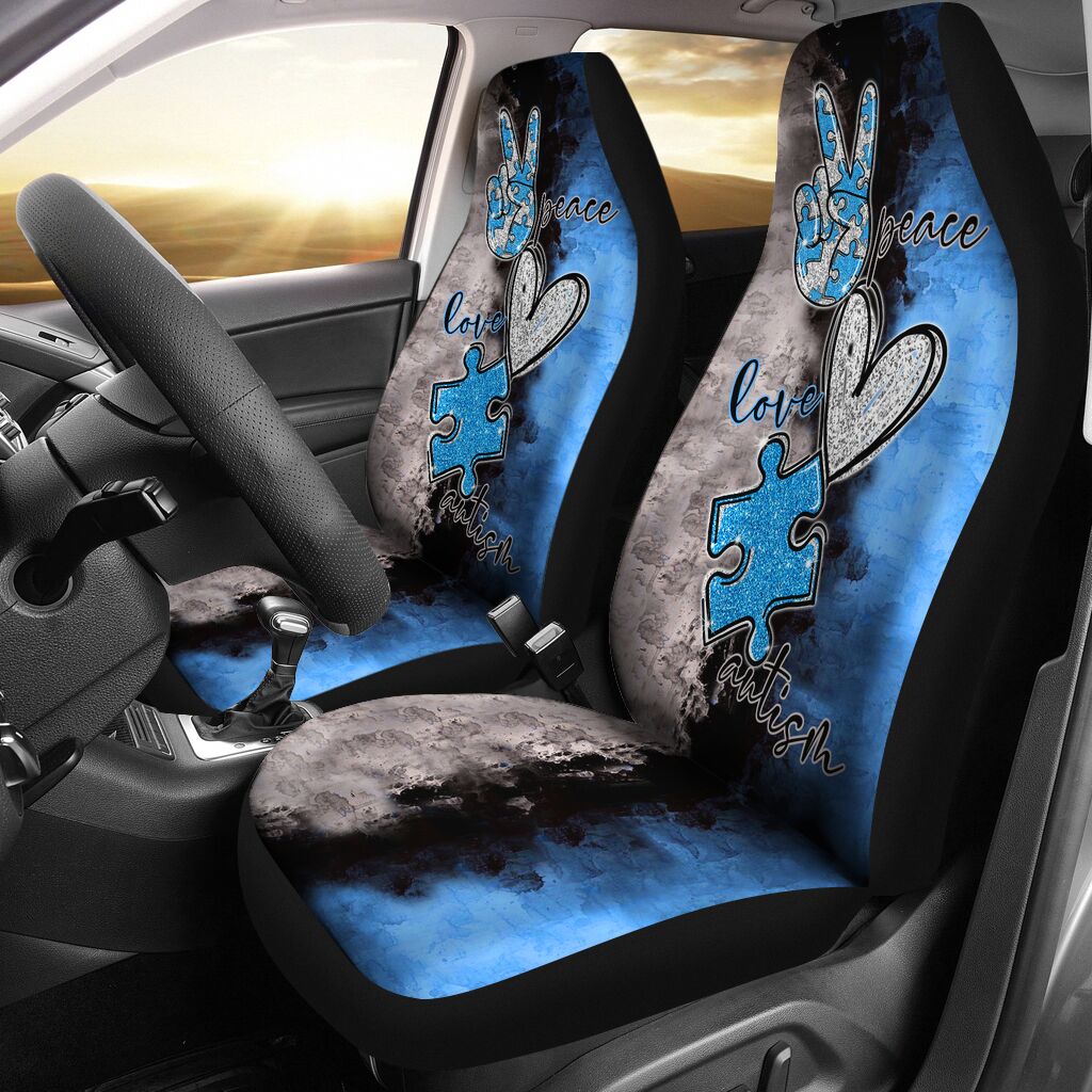 Peace Love Autism Autism Awareness Seat Covers 0622