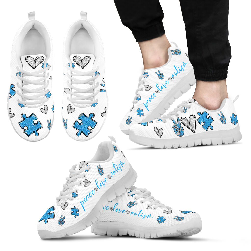 Peace Love Autism Autism Awareness Sneakers 0622