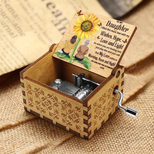 To My Daughter Granddaughter - Gift for grandma, mom, daughter, granddaughter, sister - Personalized Hand Crank Music Box