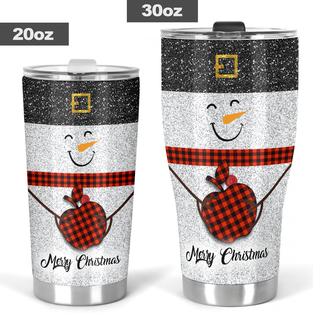 Merry Christmas Faux Glitter Print Teacher Tumbler 0622