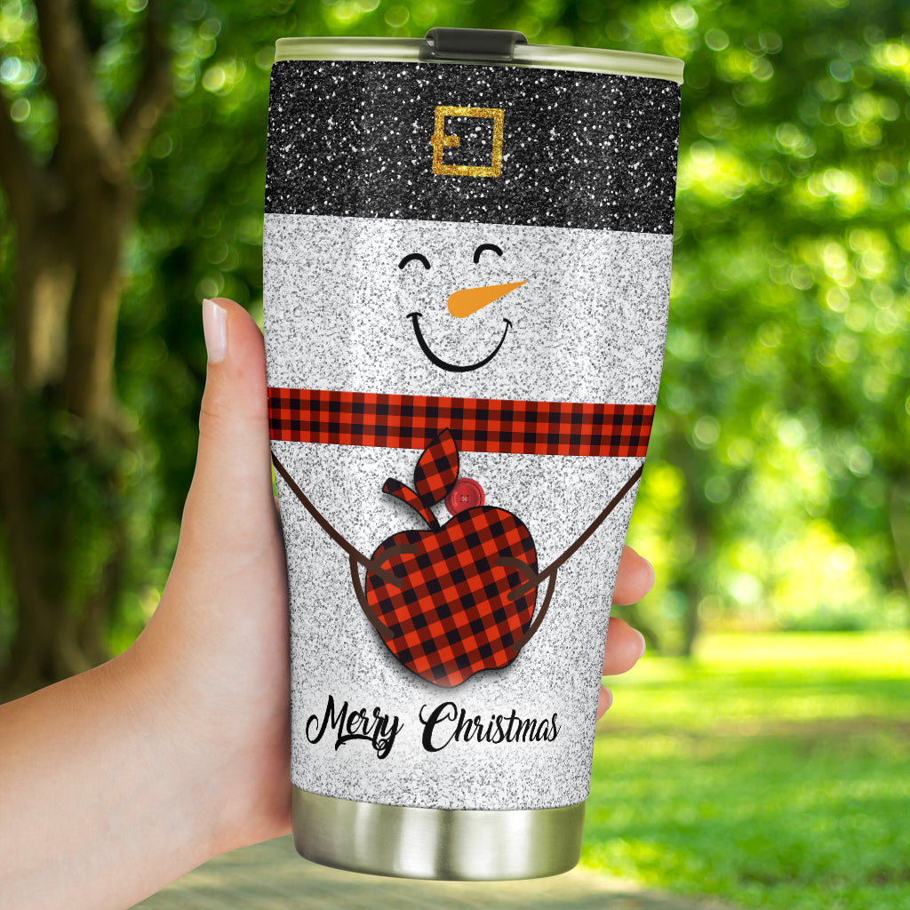 Merry Christmas Faux Glitter Print Teacher Tumbler 0622