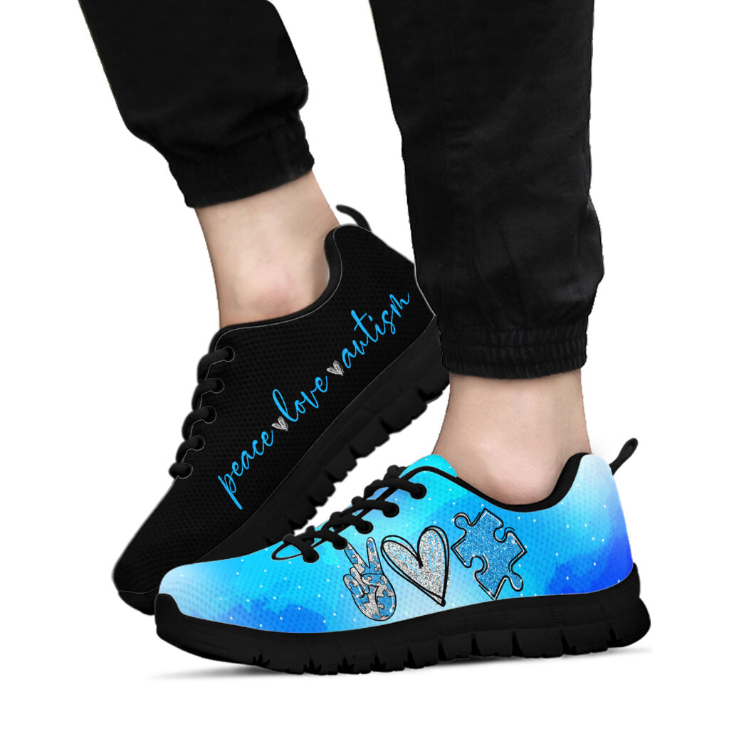 Peace Love Autism Autism Awareness Sneakers 0622