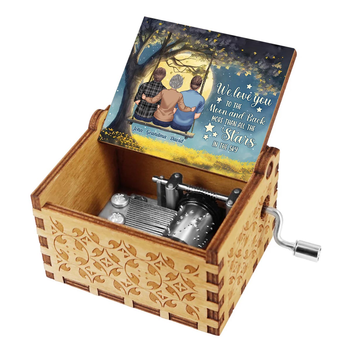 More Than All The Stars - Personalized Mother's Day Grandma Hand Crank Music Box