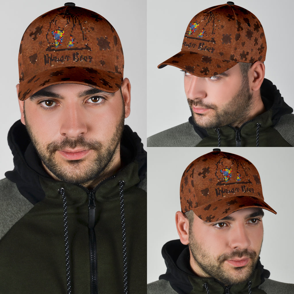 Mamabear Leather Pattern Print Autism Awareness Classic Cap 0622